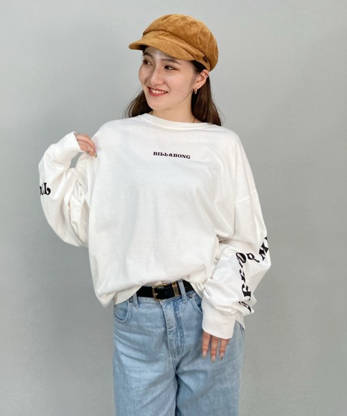 BILLABONG(ビラボン)の「BILLABONG/ビラボン ビッグシルエット/オーバーサイズ/無地ロンT/スリーブプリントロングスリーブTEE BC014-054(Tシャツ/カットソー・レディース・ピンク/ブラック/ホワイト・M/L)」の4枚目の写真