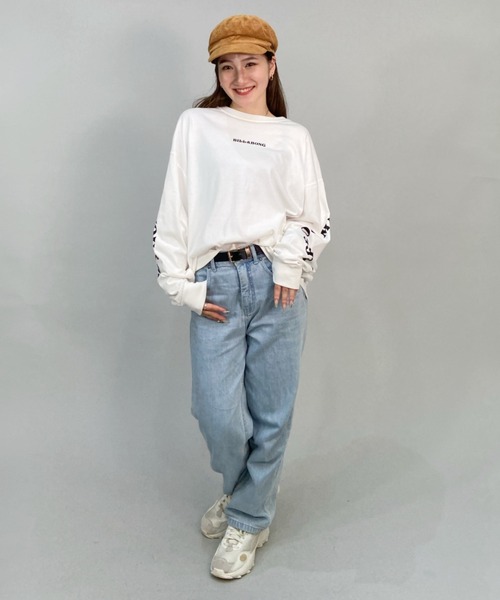 BILLABONG(ビラボン)の「BILLABONG/ビラボン ビッグシルエット/オーバーサイズ/無地ロンT/スリーブプリントロングスリーブTEE BC014-054(Tシャツ/カットソー・レディース・ピンク/ブラック/ホワイト・M/L)」の6枚目の写真