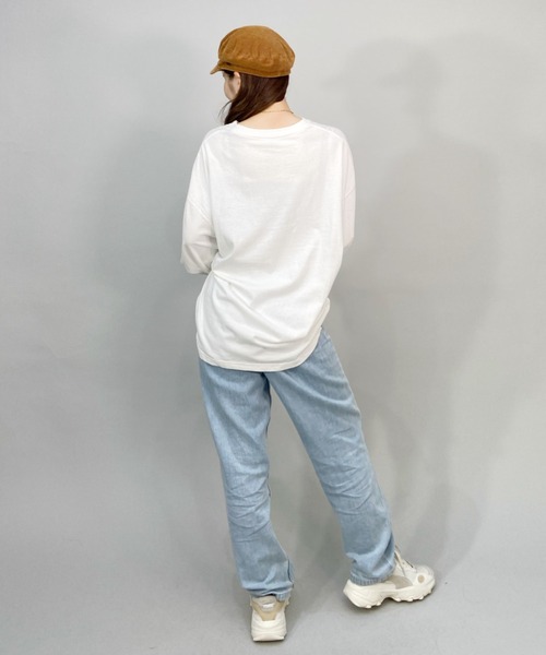 BILLABONG(ビラボン)の「BILLABONG/ビラボン ビッグシルエット/オーバーサイズ/無地ロンT/スリーブプリントロングスリーブTEE BC014-054(Tシャツ/カットソー・レディース・ピンク/ブラック/ホワイト・M/L)」の7枚目の写真