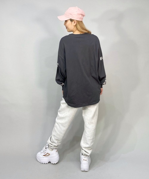 BILLABONG(ビラボン)の「BILLABONG/ビラボン ビッグシルエット/オーバーサイズ/無地ロンT/スリーブプリントロングスリーブTEE BC014-054(Tシャツ/カットソー・レディース・ピンク/ブラック/ホワイト・M/L)」の11枚目の写真