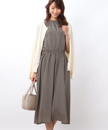 DRESKIP | フレアスリーブ幾何柄ワンピース(ワンピース)