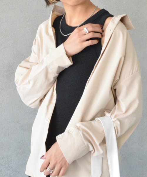 SEN TOKYO(セントーキョー)の「オーバーサイズ レギュラーカラーシャツ(シャツ/ブラウス・レディース・ホワイト/ブラック/ピンク/ブルー/アイボリー/マスタード・M/L/XL)」の3枚目の写真