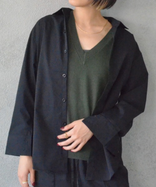 SEN TOKYO(セントーキョー)の「オーバーサイズ レギュラーカラーシャツ(シャツ/ブラウス・レディース・ホワイト/ブラック/ピンク/ブルー/アイボリー/マスタード・M/L/XL)」の4枚目の写真
