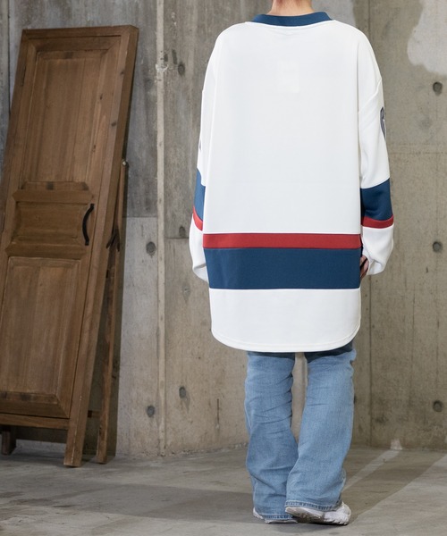 JOHN'S CLOSET(ジョンズクローゼット)の「【13】レースアップ ビックシルエット ホッケーシャツ(その他トップス・メンズ・ホワイト/ブラック/グリーン・MEDIUM/LARGE)」の11枚目の写真