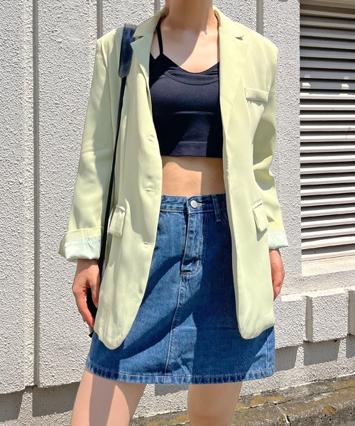 Jewelobe(ジュエローブ)の「オーバーサイズカラージャケット(テーラードジャケット・レディース・ブラック/ピンク/グリーン/アイボリー・FREE)」の1枚目の写真