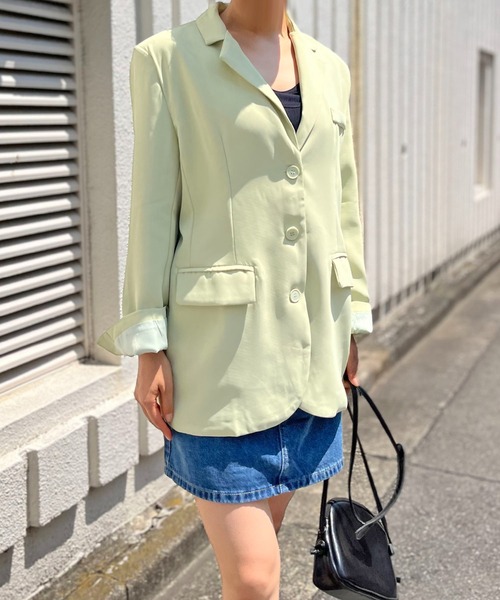 Jewelobe(ジュエローブ)の「オーバーサイズカラージャケット(テーラードジャケット・レディース・ブラック/ピンク/グリーン/アイボリー・FREE)」の17枚目の写真