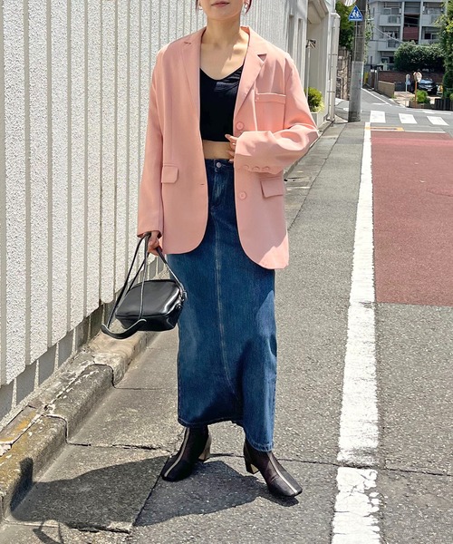 Jewelobe(ジュエローブ)の「オーバーサイズカラージャケット(テーラードジャケット・レディース・ブラック/ピンク/グリーン/アイボリー・FREE)」の12枚目の写真