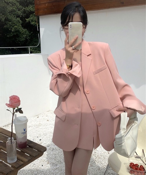 Jewelobe(ジュエローブ)の「オーバーサイズカラージャケット(テーラードジャケット・レディース・ブラック/ピンク/グリーン/アイボリー・FREE)」の13枚目の写真