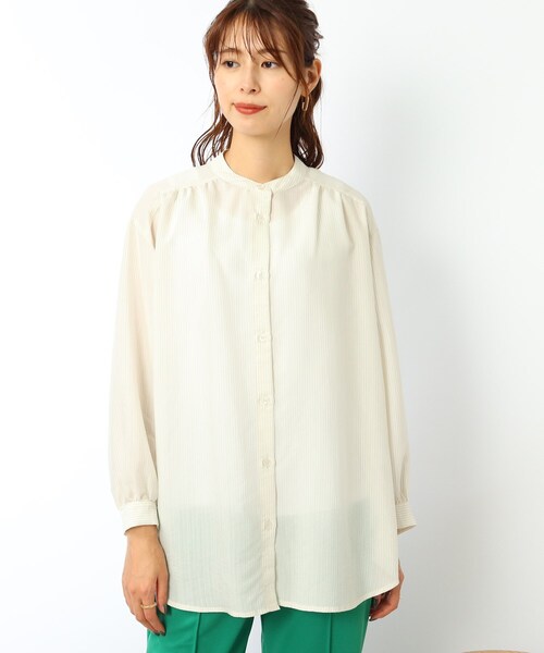 DRESKIP(ドレスキップ)の「◆シアーストライプロングシャツ(シャツ/ブラウス・レディース・ブラック/オフホワイト/グリーン系その他4/ベージュ系その他5・02/03/04)」の8枚目の写真