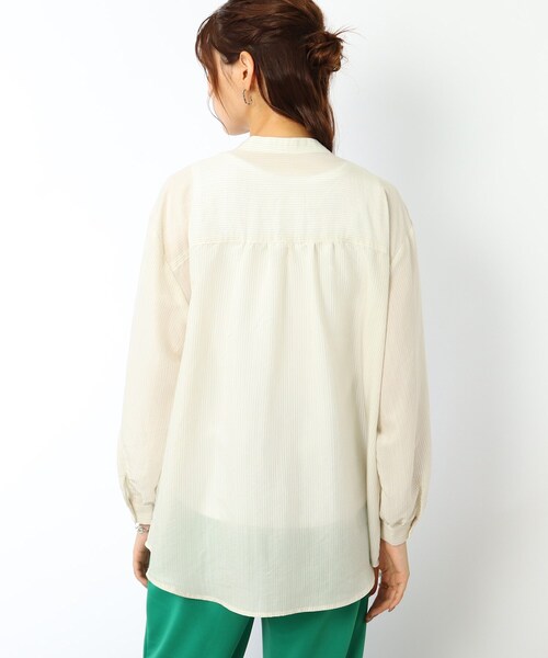 DRESKIP(ドレスキップ)の「◆シアーストライプロングシャツ(シャツ/ブラウス・レディース・ブラック/オフホワイト/グリーン系その他4/ベージュ系その他5・02/03/04)」の10枚目の写真