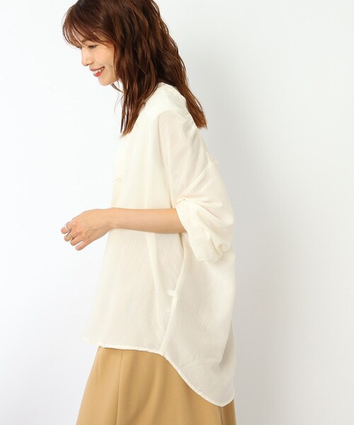 DRESKIP(ドレスキップ)の「◆シアーストライプロングシャツ(シャツ/ブラウス・レディース・ブラック/オフホワイト/グリーン系その他4/ベージュ系その他5・02/03/04)」の16枚目の写真