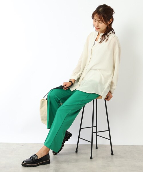 DRESKIP(ドレスキップ)の「◆シアーストライプロングシャツ(シャツ/ブラウス・レディース・ブラック/オフホワイト/グリーン系その他4/ベージュ系その他5・02/03/04)」の5枚目の写真
