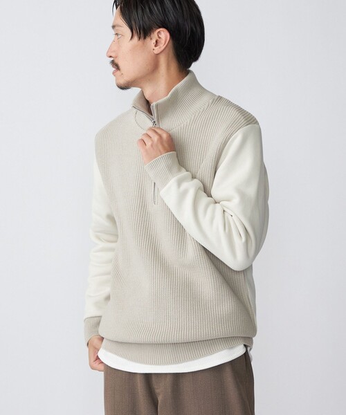 SHIPS（シップス）の「SHIPS: ニット ドッキング ハーフジップ スウェット プルオーバー（ニット/セーター・メンズ・ライトグレー/ブラック/グレー・SMALL/MEDIUM/LARGE/X-LARGE）」の3枚目の写真