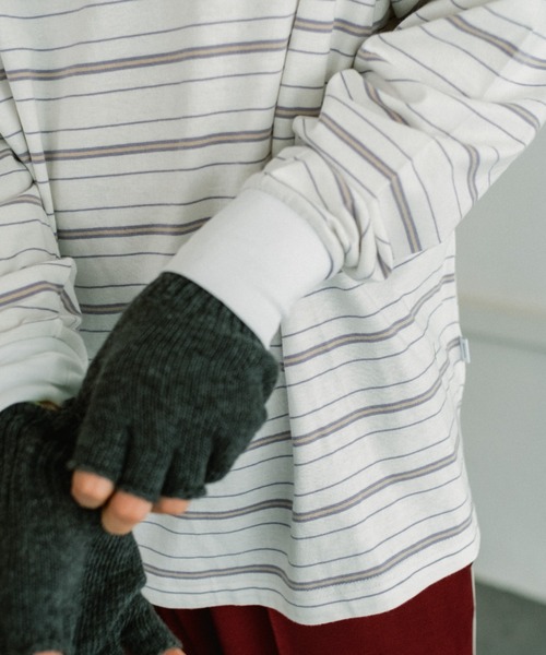 WHIMSIC（ウィムジック）の「【WHIMSIC】マルチボーダーロングスリーブTEE（Tシャツ/カットソー・レディース・ホワイト/ベージュ/ネイビー/グリーン・FREE）」の10枚目の写真