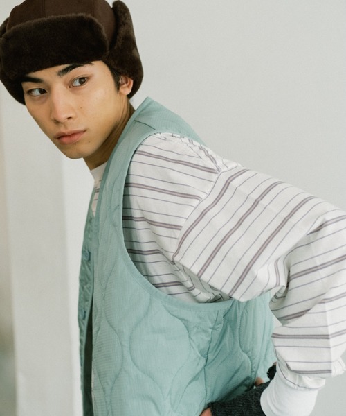 WHIMSIC（ウィムジック）の「【WHIMSIC】マルチボーダーロングスリーブTEE（Tシャツ/カットソー・レディース・ホワイト/ベージュ/ネイビー/グリーン・FREE）」の12枚目の写真