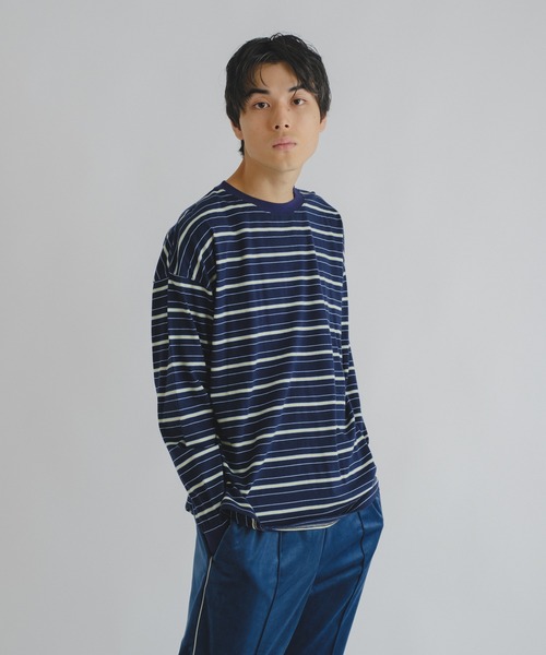 WHIMSIC（ウィムジック）の「【WHIMSIC】マルチボーダーロングスリーブTEE（Tシャツ/カットソー・レディース・ホワイト/ベージュ/ネイビー/グリーン・FREE）」の17枚目の写真