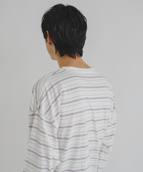 WHIMSIC（ウィムジック）の「【WHIMSIC】マルチボーダーロングスリーブTEE（Tシャツ/カットソー・レディース・ホワイト/ベージュ/ネイビー/グリーン・FREE）」の13枚目の写真