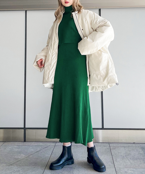 JOINT WORKS（ジョイントワークス）の「レイヤードニットワンピース（ワンピース・レディース・グリーン/ブルー系その他/ライトグレー/ブラック・FREE）」の3枚目の写真