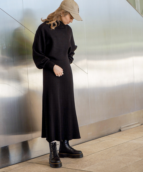 JOINT WORKS（ジョイントワークス）の「レイヤードニットワンピース（ワンピース・レディース・グリーン/ブルー系その他/ライトグレー/ブラック・FREE）」の5枚目の写真