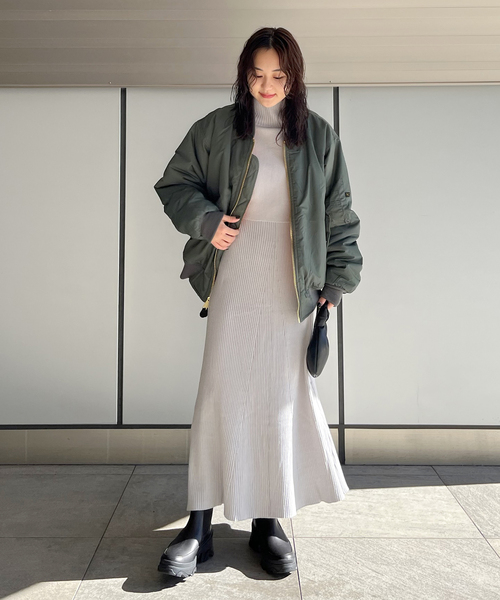 JOINT WORKS（ジョイントワークス）の「レイヤードニットワンピース（ワンピース・レディース・グリーン/ブルー系その他/ライトグレー/ブラック・FREE）」の6枚目の写真
