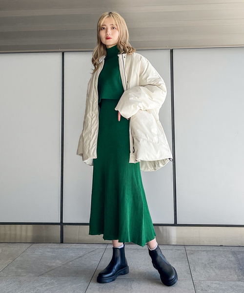 JOINT WORKS（ジョイントワークス）の「レイヤードニットワンピース（ワンピース・レディース・グリーン/ブルー系その他/ライトグレー/ブラック・FREE）」の7枚目の写真