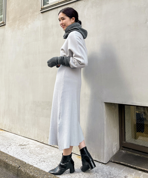 JOINT WORKS（ジョイントワークス）の「レイヤードニットワンピース（ワンピース・レディース・グリーン/ブルー系その他/ライトグレー/ブラック・FREE）」の12枚目の写真