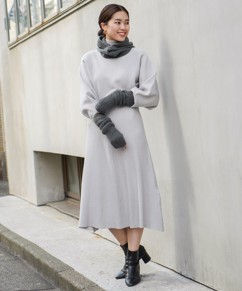 JOINT WORKS（ジョイントワークス）の「レイヤードニットワンピース（ワンピース・レディース・グリーン/ブルー系その他/ライトグレー/ブラック・FREE）」の13枚目の写真