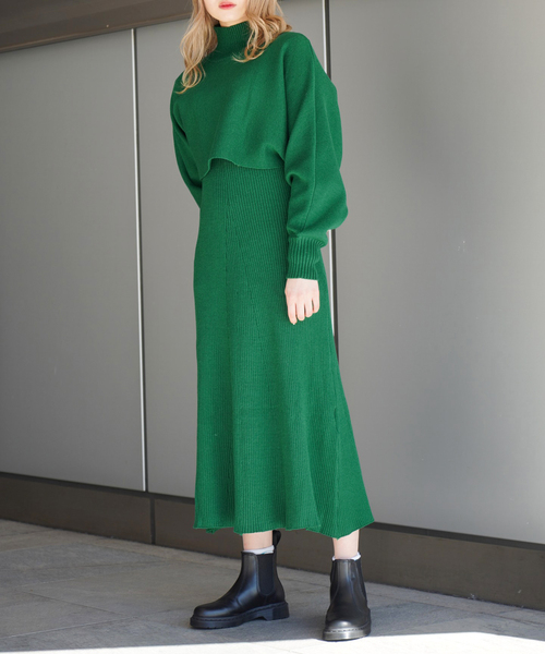 JOINT WORKS（ジョイントワークス）の「レイヤードニットワンピース（ワンピース・レディース・グリーン/ブルー系その他/ライトグレー/ブラック・FREE）」の19枚目の写真