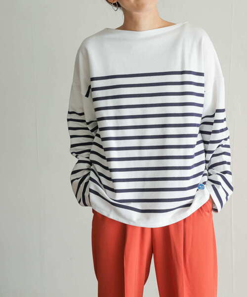 ORCIVAL(オーシバル)の「ORCIVAL WIDE BOAT NECK PULLOVER(Tシャツ/カットソー・レディース・ブルー/ネイビー・1)」の4枚目の写真