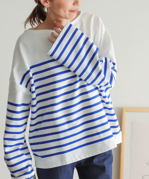 ORCIVAL(オーシバル)の「ORCIVAL WIDE BOAT NECK PULLOVER(Tシャツ/カットソー・レディース・ブルー/ネイビー・1)」の8枚目の写真