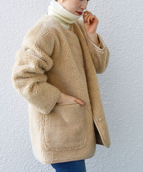 SHIPSany:リバーシブルボアフェイクムートンブルゾン