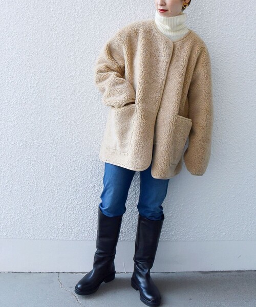 SHIPSany:リバーシブルボアフェイクムートンブルゾン
