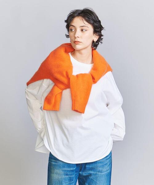 BEAUTY&YOUTH UNITED ARROWS（ビューティーアンドユースユナイテッドアローズ）の「コットンラウンドヘム ロングスリーブカットソー（Tシャツ/カットソー・レディース・モカ/その他1/ホワイト・FREE）」の8枚目の写真