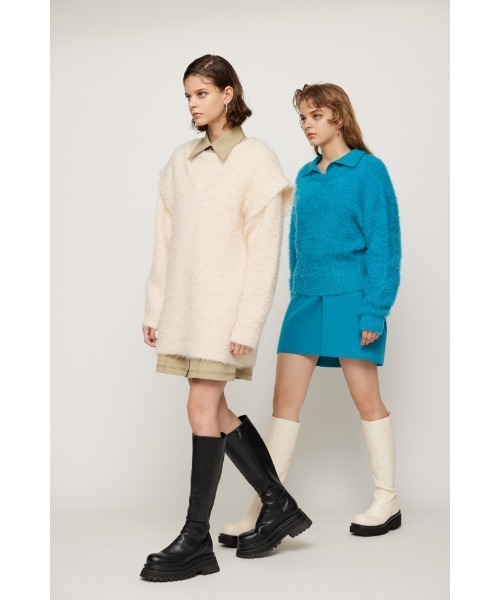 SLY（スライ）の「SHAGGY TOPS シャギー トップス ニット（ニット/セーター・レディース・ターコイズブルー/オレンジ/アイボリー/ライトブラック・FREE）」の18枚目の写真