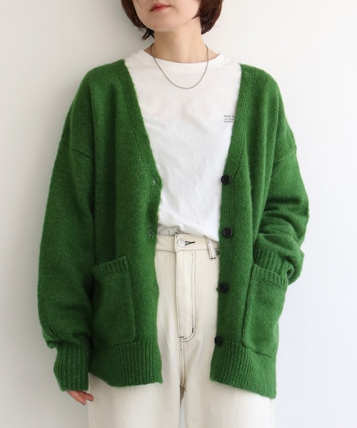 notch.（ノッチ）の「起毛Vネックカーディガン（カーディガン/ボレロ・レディース・オレンジ/ブラック/ピンク/ブルー/エメラルド/グリーン・M）」の3枚目の写真