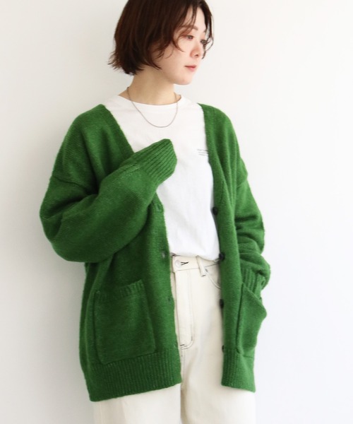 notch.（ノッチ）の「起毛Vネックカーディガン（カーディガン/ボレロ・レディース・オレンジ/ブラック/ピンク/ブルー/エメラルド/グリーン・M）」の19枚目の写真