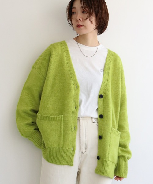 notch.（ノッチ）の「起毛Vネックカーディガン（カーディガン/ボレロ・レディース・オレンジ/ブラック/ピンク/ブルー/エメラルド/グリーン・M）」の21枚目の写真