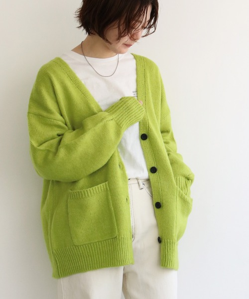 notch.（ノッチ）の「起毛Vネックカーディガン（カーディガン/ボレロ・レディース・オレンジ/ブラック/ピンク/ブルー/エメラルド/グリーン・M）」の22枚目の写真