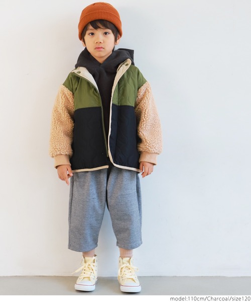 coca（coca）（コカ）の「キッズ 親子お揃いふわり～ビッグフーディ（パーカー・キッズ・グレー/ブラック/チャコール/オレンジ・100/110/120/130）」の12枚目の写真