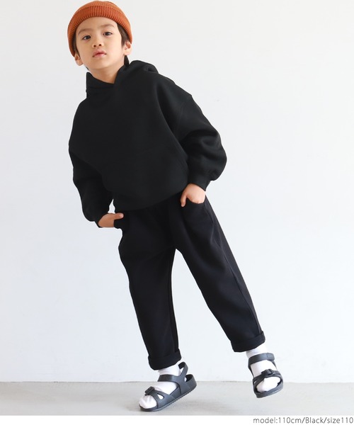 coca（coca）（コカ）の「キッズ 親子お揃いふわり～ビッグフーディ（パーカー・キッズ・グレー/ブラック/チャコール/オレンジ・100/110/120/130）」の5枚目の写真