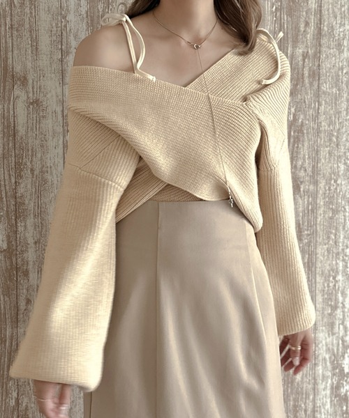 apres jour clair(アプレジュールクレア)の「【apres jour clair】クロスデザインニット【ZOZOTOWN限定アイテム】(ニット/セーター・レディース・アイボリー/ベージュ/ブラウン系その他/ブルー・X-LARGE/フリー)」の13枚目の写真