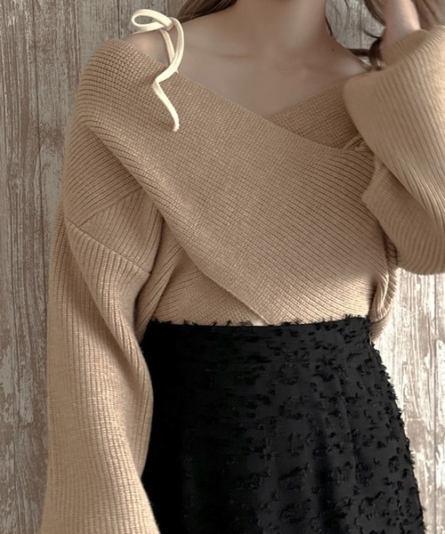 apres jour clair(アプレジュールクレア)の「【apres jour clair】クロスデザインニット【ZOZOTOWN限定アイテム】(ニット/セーター・レディース・アイボリー/ベージュ/ブラウン系その他/ブルー・X-LARGE/フリー)」の18枚目の写真