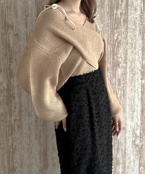 apres jour clair】クロスデザインニット【ZOZOTOWN限定アイテム