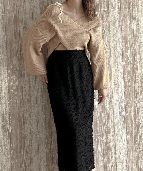 apres jour clair(アプレジュールクレア)の「【apres jour clair】クロスデザインニット【ZOZOTOWN限定アイテム】(ニット/セーター・レディース・アイボリー/ベージュ/ブラウン系その他/ブルー・X-LARGE/フリー)」の21枚目の写真