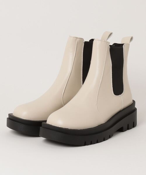 atmos pink（アトモスピンク）の「FAVOFAVO / ファボファボ 厚底タンクソールサイドゴアブーツ（ブーツ・レディース・ブラック/アイボリー・LL/L/M/S）」の5枚目の写真