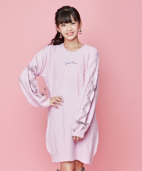 JENNI love（ジェニィラブ）の「レースアップマシュマロニットワンピ