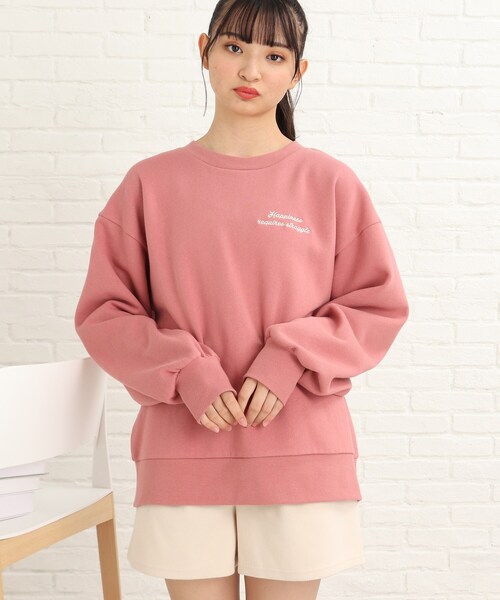 PINK-latte（ピンクラテ）の「◆【130cmサイズあり】着回しバツグン！あったか裏起毛バックラウンドスウェット（スウェット・キッズ・ピンク系/ライトグリーン/チャコールグレー/ライトブルー/オフホワイト・15 /16/13/14）」の8枚目の写真