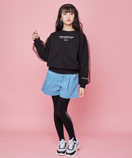 JENNI love(ジェニィラブ)の「裏起毛袖チュール重ねトレーナー(スウェット・キッズ・オフホワイト/サックスブルー/ブラック・130cm/140cm/150cm/160cm)」の7枚目の写真