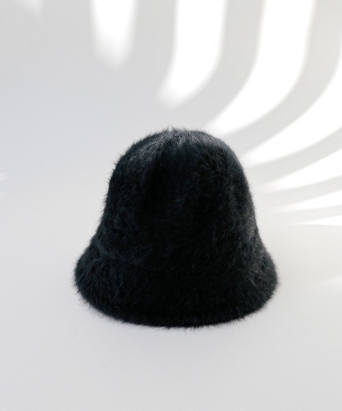 minsobi（ミンソビ）の「アンゴラファーバケットハット（ハット・レディース・グレー/ピンク/ホワイト/ブラック・FREE）」の3枚目の写真