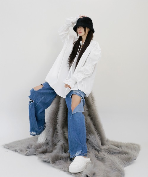 minsobi（ミンソビ）の「アンゴラファーバケットハット（ハット・レディース・グレー/ピンク/ホワイト/ブラック・FREE）」の9枚目の写真